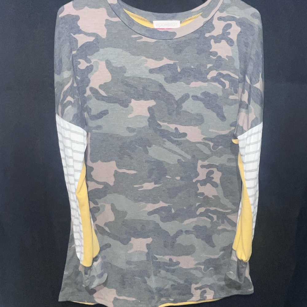 Camouflage Long Sleeve Tee with Yellow Details